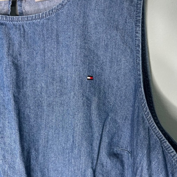 Tommy Hilfiger Womens Blue Denim Tiered Sleeveless Babydoll Dress - Picture 3 of 9